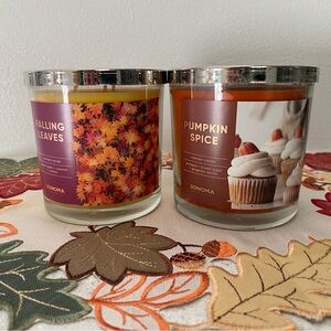 New Sonoma Autumn Leaves and Pumpkin Spice Candle Duo